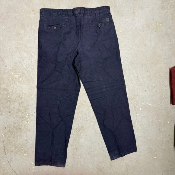 Vintage Hugo Boss MIKE Cotton & Linen Canvas Pants Navy Blue 36x32 - Picture 6 of 8
